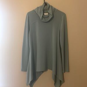 Loose turtleneck/ semi cowl top in a beautiful dusty blue